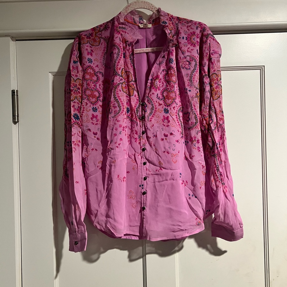 Anthropologie/Pilcro TAVI BUTTONDOWN BLOUSE IN PINK - Sz. L - Picture 6 of 14